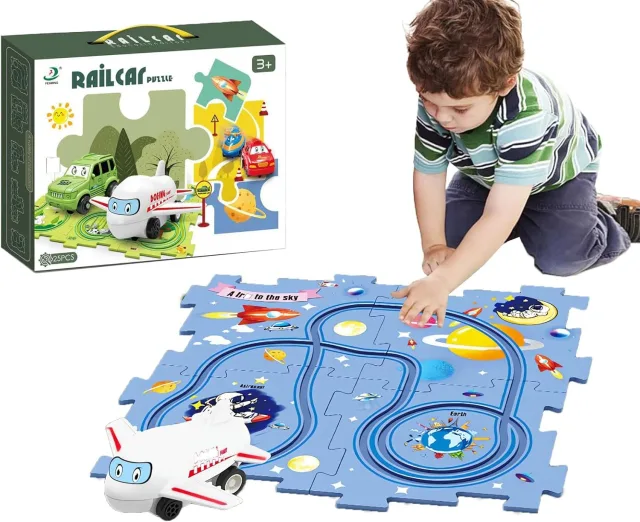 Пазл для дітей "Railcar Puzzle" з іграшковим літаком (5 деталей)