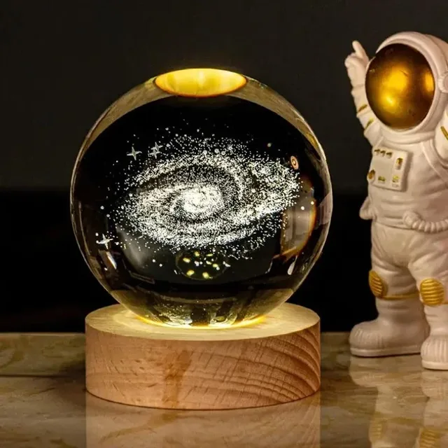 Світлодіодна кришталева куля, декоративна універсальна 3D нічниця, кришталева куля "Супутник"