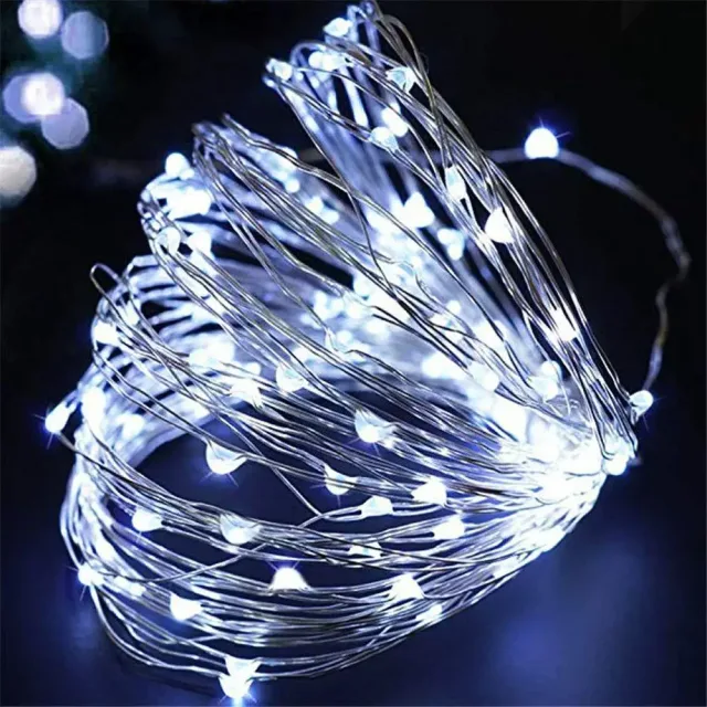 Гірлянда нитка Роса від USB, 30м, 300LED + пульт, Холодний білий / Світлодіодна новорічна гірлянда