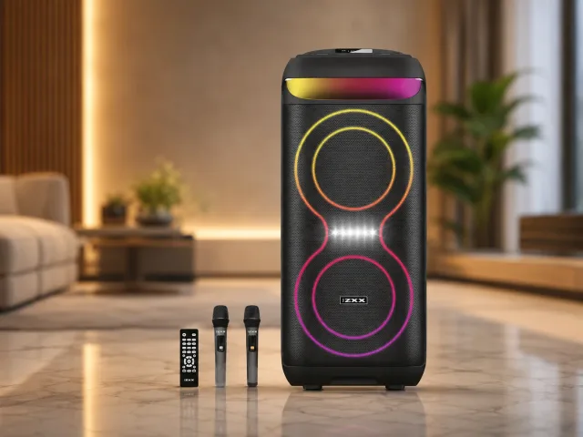Портативна акустика ZXX-5505 / Переносна колонка LED-підсвічуванням USB/TF/FM/BT/AUX та мікрофоном / Bluetooth колонка