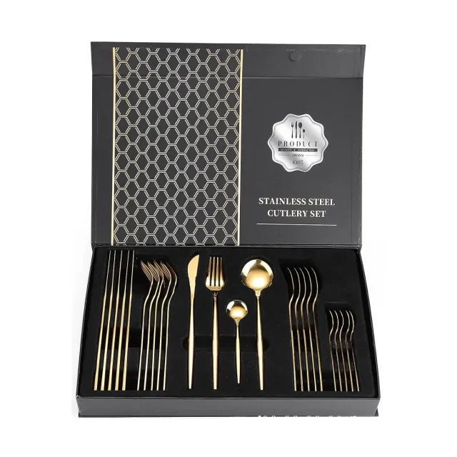 Набір столових приладів Kitchen Ware 24 шт. з нержавіючої сталі на 6 персон Gold