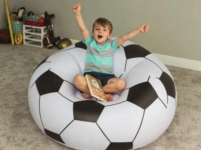Надувне крісло-пуф Inflatable Sofa / Надувне крісло-мішок 110×110×85 см Чорно-білий