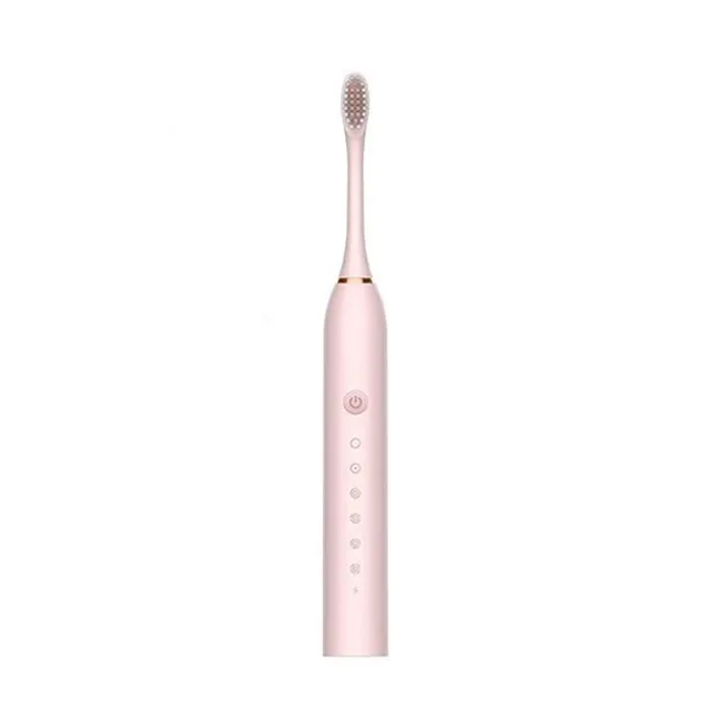 Рожева Електрична зубна щітка Sonic Toothbrush Х-3 ультразвукова акумуляторна 4 змінні насадки в комплекті