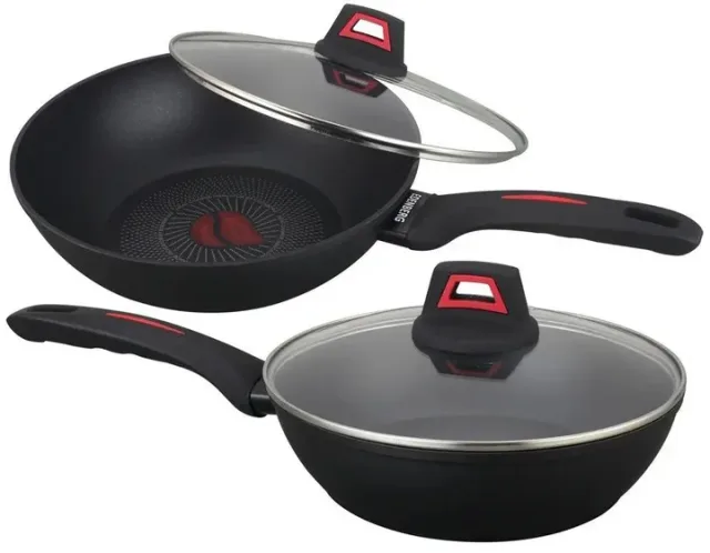 Антипригарна глибока сковорода з кришкою WOK Benson 26см BN-835