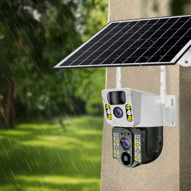 4K Бездротова камера Solar WI-FI , подвійний об'єктив, нічне бачення V380 Pro CCTV 8MP