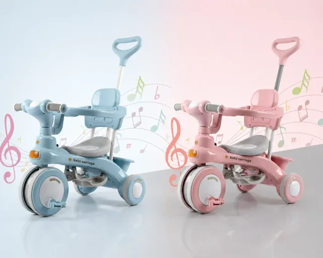 Триколісний велосипед Baby Carriage 588 / Велосипед з з батьківською ручкою та кошиком / Велосипед-коляска
